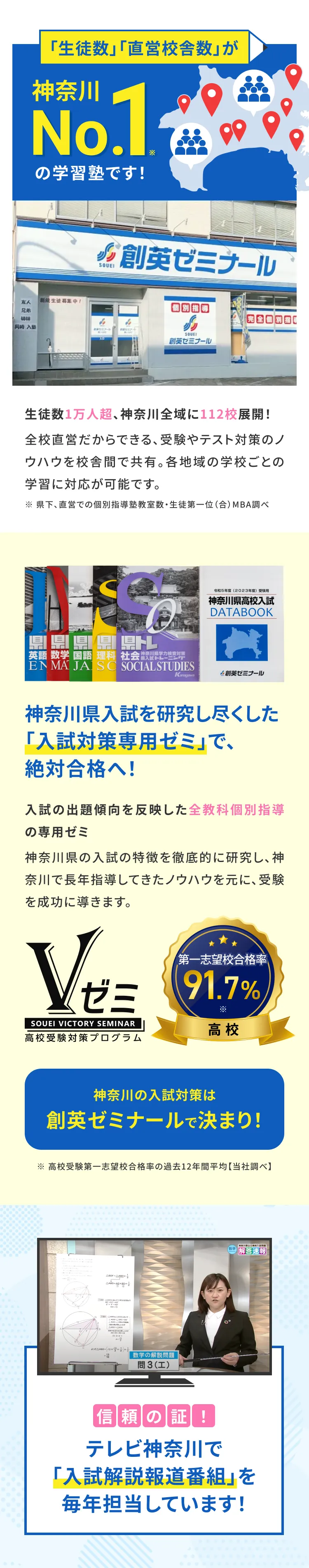 生徒数・直営校舎数が神奈川No.1の学習塾です