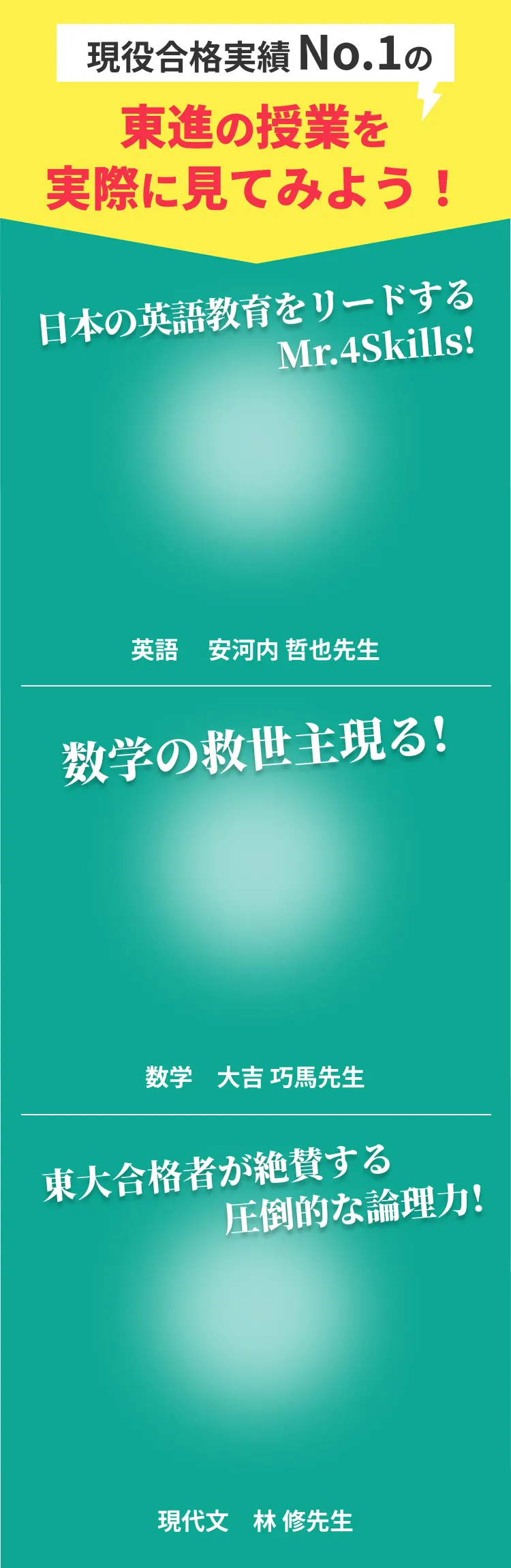 現役合格実績No.1の東進の授業を実際に見てみよう